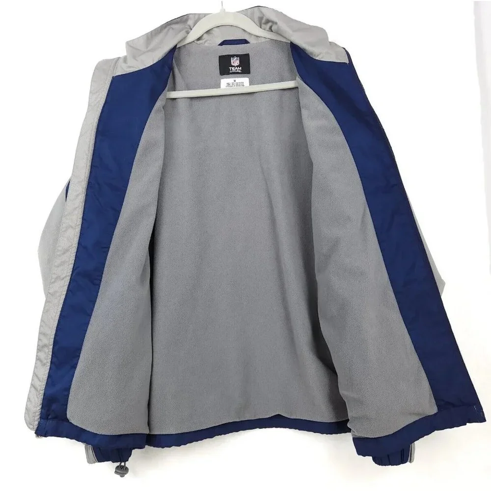 NFL Team Apparel NE Patriots Mens Size M Fleece Lined Full Zip Jacket Blue/Grey
